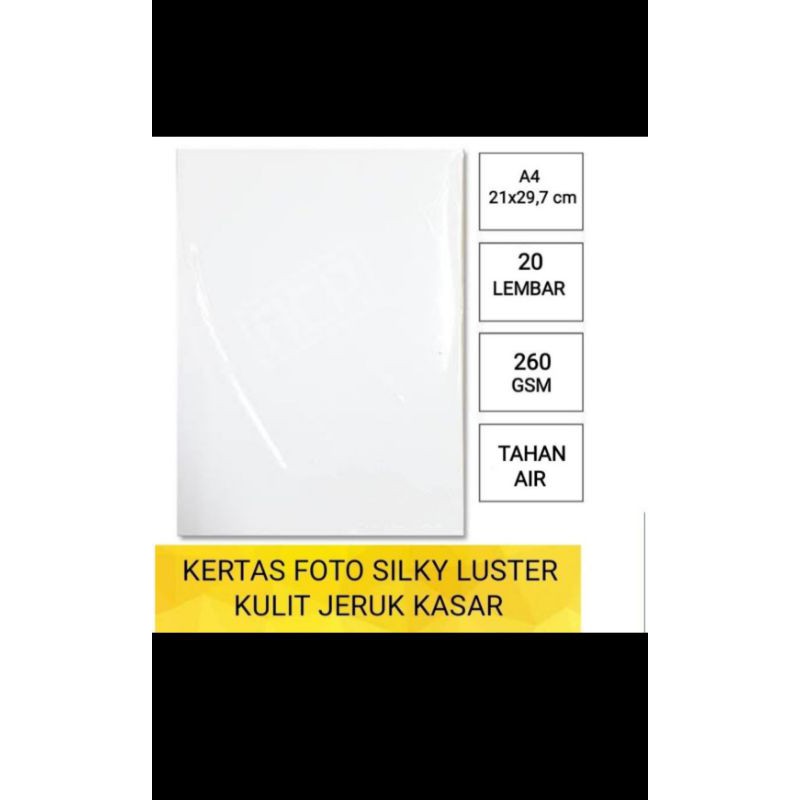 Jual kertas foto luster silky 260 GSM A4 isi 20 lembar/photo paper kulit jeruk kasar Shopee