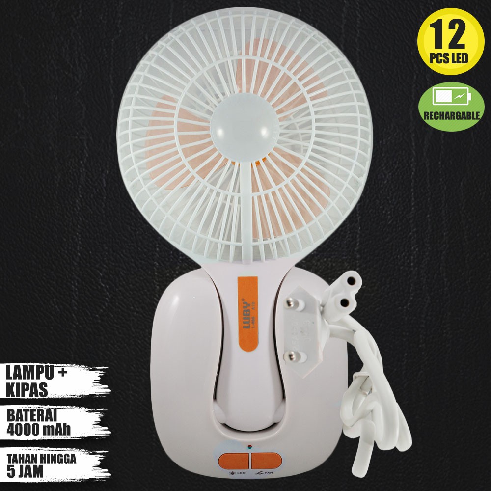 Kipas Lampu Emergency LB L688 Tahan 5 Jam + 12 LED Lampu