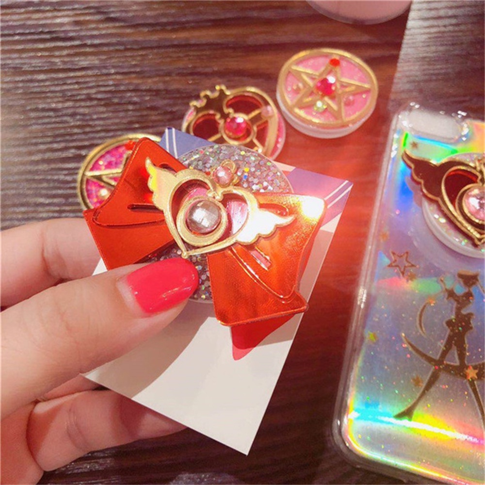 QUINTON Special Sailor Moon Mobile Stand For Girls Gifts Holder Socket Anime Sailor Moon Holder Standing Phone Accessories Creative Cute Girls Phone Holder Phone Mount Finger Ring