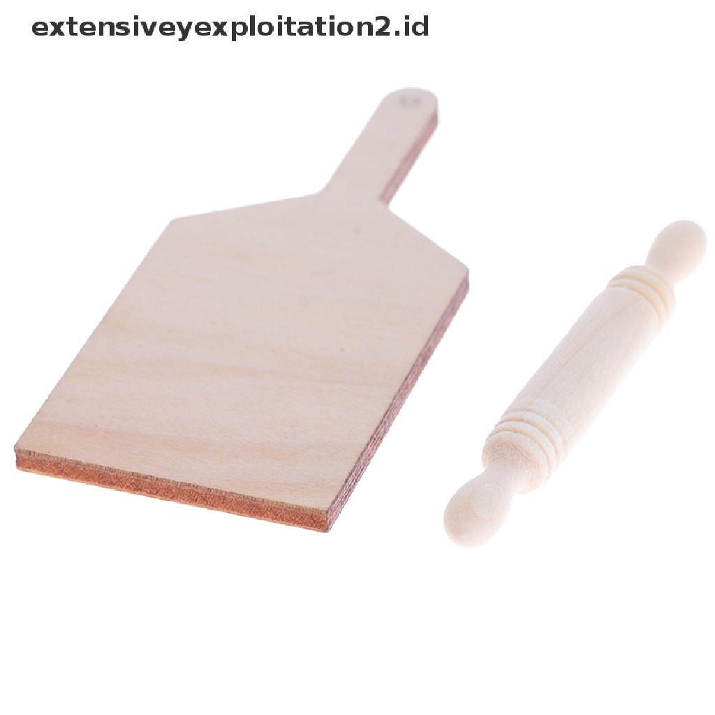 (Hotter) Mainan Miniatur Talenan + Rolling Pin Skala 1: 12 Untuk Aksesoris Dapur Rumah Boneka