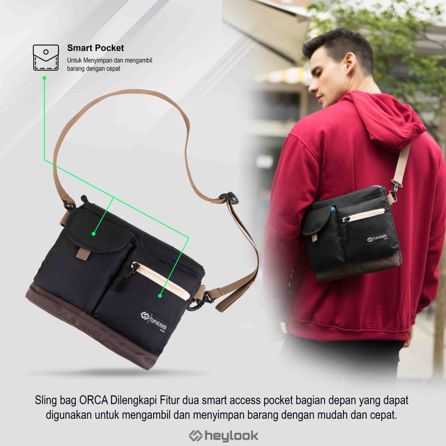 Tas Selempang Pria Terbaru Slingbag Orca Bahan Cordura Tas Selempang Distro Gadget HP Kamera Premium Kuat Awet