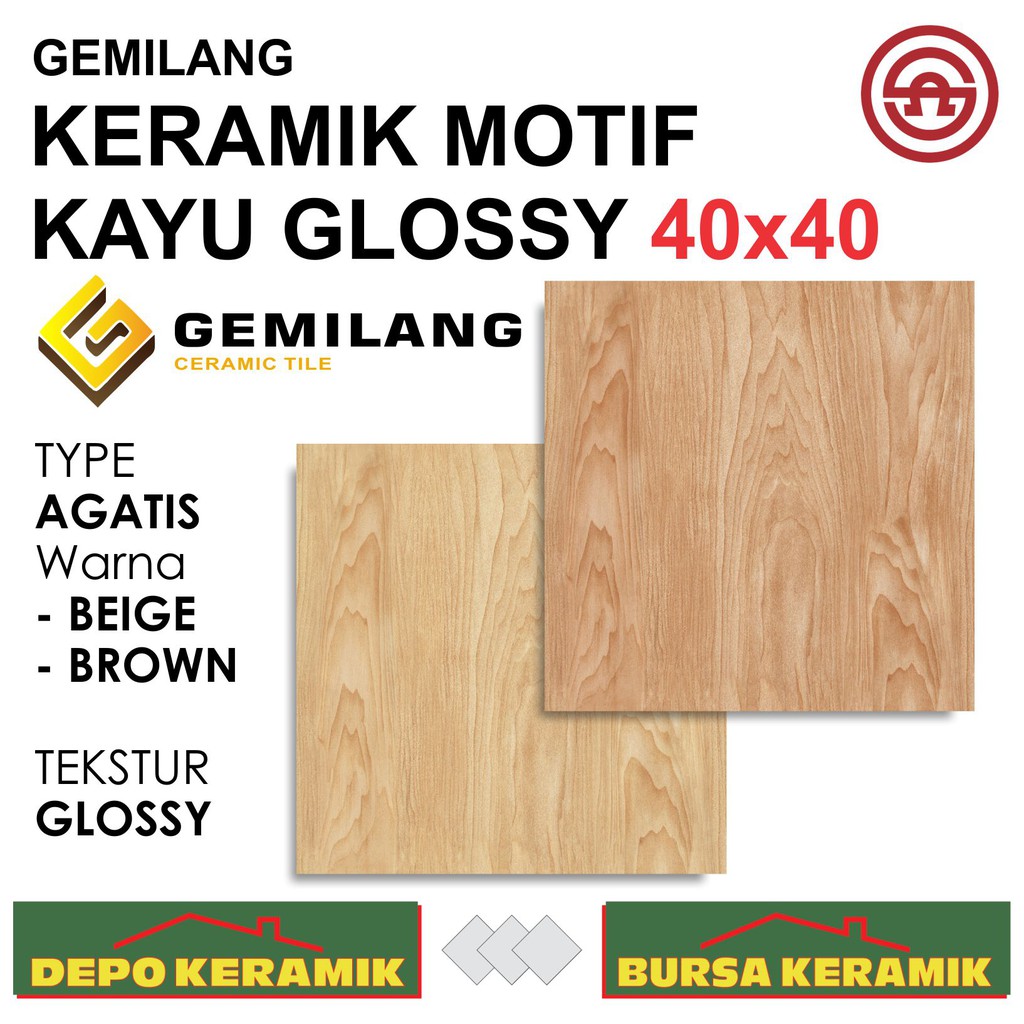 keramik motif kayu glossy 40x40 agatis series   gemilang   glossy   wood