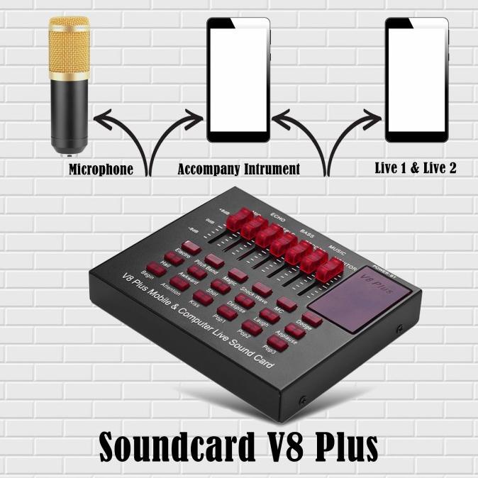 Paket Mic BM800 Full Set Plus Soundcard V8Plus dan Converter V8 choky73