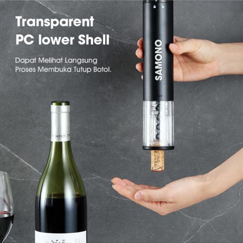 SAMONO PA01 Alat Pembuka Otomatis Tutup Botol Wine dengan Baterai Transparent Shell Bahan Premium