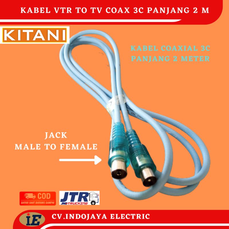 Kabel VTR Ke Tv Jack Male To Female Panjang kabel 2 meter Kabel Antena Coaxial 3C Kabel Loop Out Antena Set Top Box Ke Tv