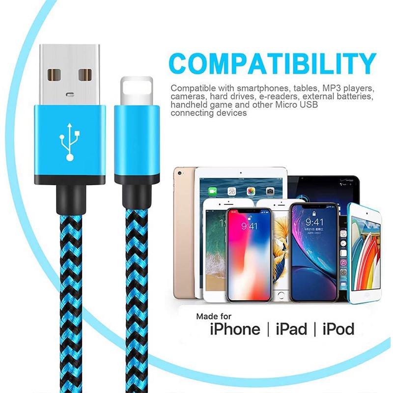 Charger Cable for ios iPhone iPad 3ft/1m Mobile Phone Cable Fast iPhone Charging Cord Nylon Braided iPhone Charging Cable for iPhone 13 13Mini 13Pro 12 12Mini 12Pro 12ProMax 11 Pro max/XR max/8/7/6/6s/SE 2020 iPad