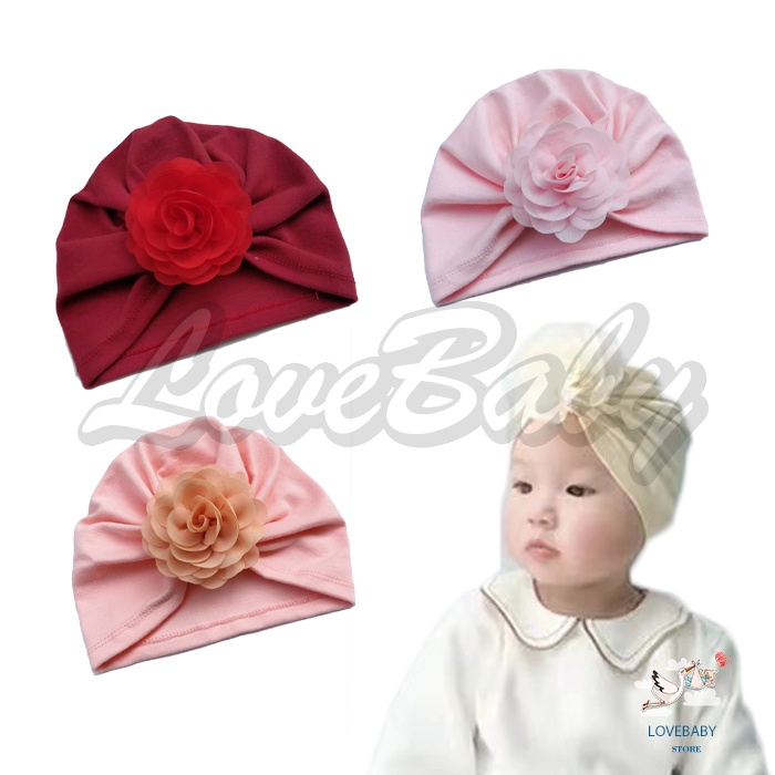 [1KG 26PCS] LBS Bandana Turban Pita Mawar Bunga Bayi / Turban Anak Pita Bunga Polos Bandana