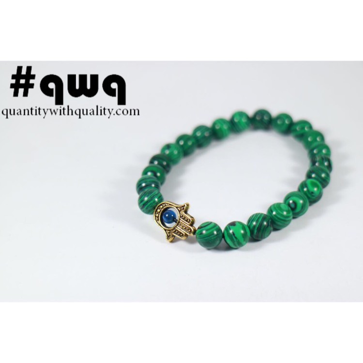 gelang batu tangan hamsa dyed malachite yoga kesehatan