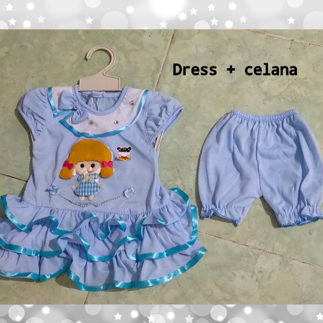 Dress celana rempel boneka anak bayi