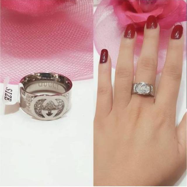 Cincin Guccix Titanium Premium Size 6 7 8  Anti karat anti alergi