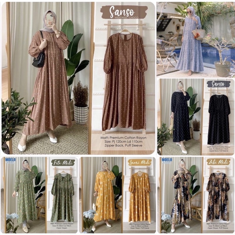 (RPA) ALL MIDI DAILY GAMIS BUSUI DRESS RAYON UNIQLO