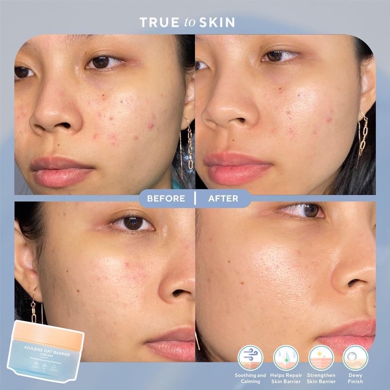 TRUE TO SKIN Azulene Oat Barrier Moisturizer Cream (Pelembab Krim Skin Barrier utk Kulit Normal - Kering, Iritasi)