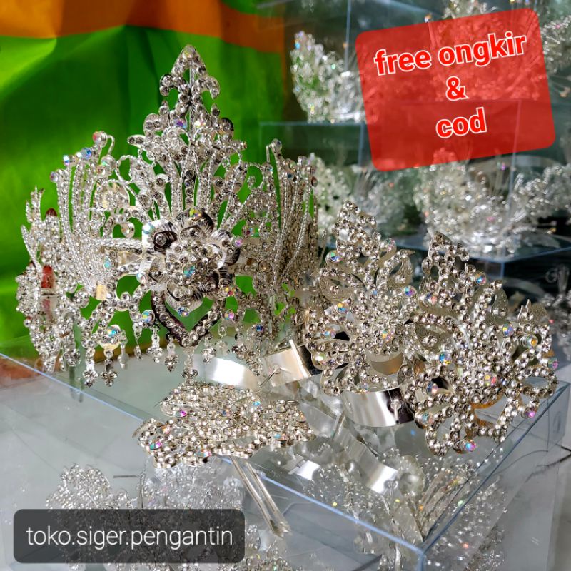 Siger Ciki Citra Kirana Lengkung Set Mahkota Pengantin Sunda Jawa Murah Silver Gold
