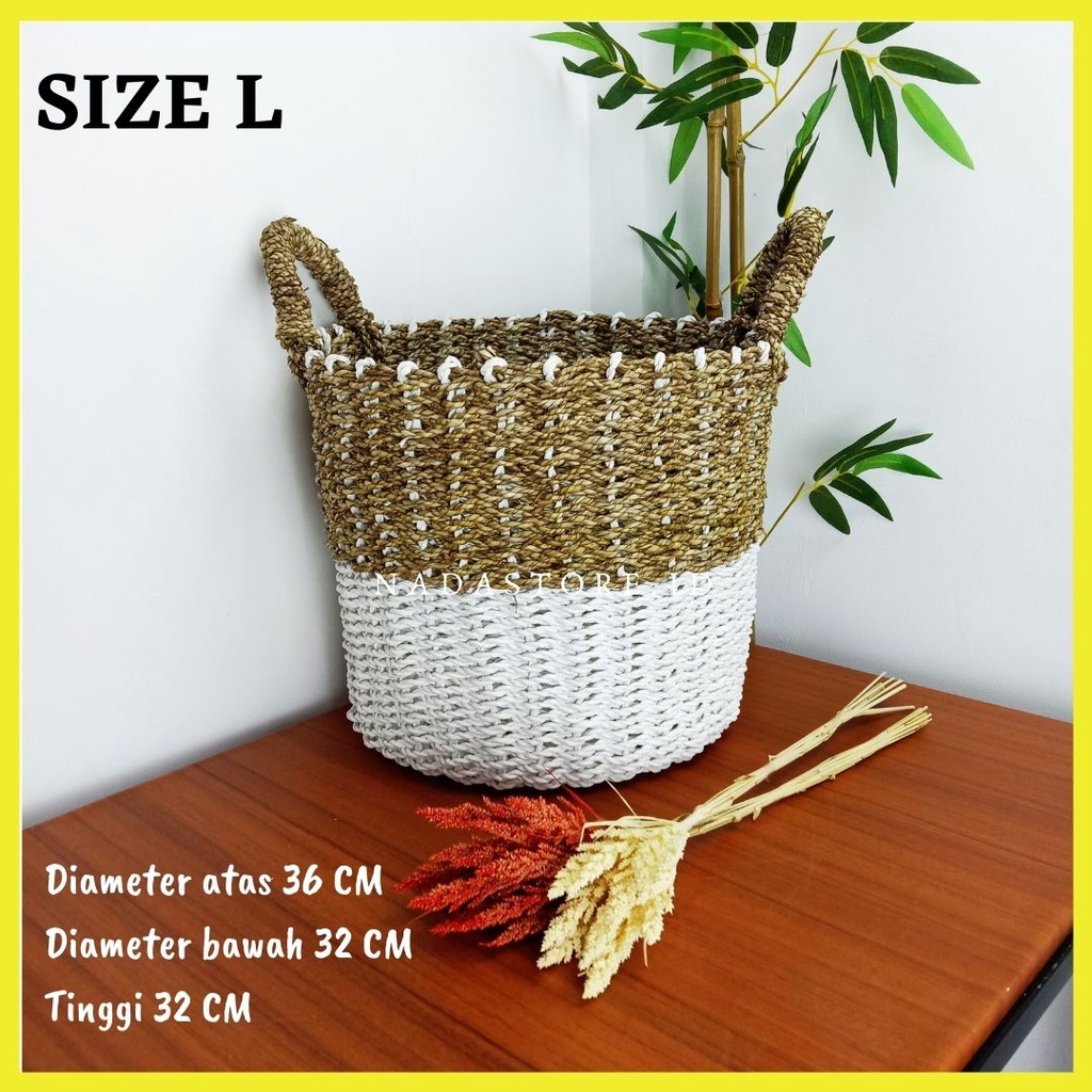 NEW ARRIVAL KERANJANG ANYAMAN SEAGRASS HANDLE / KERANJANG LAUNDRY BY NADASTORE