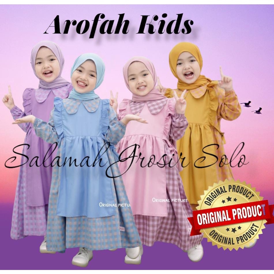 Gamis anak arofah kids | Terbaru viral | Bahan  katun malino mix toyobo fodu | set plus jilbab | usi