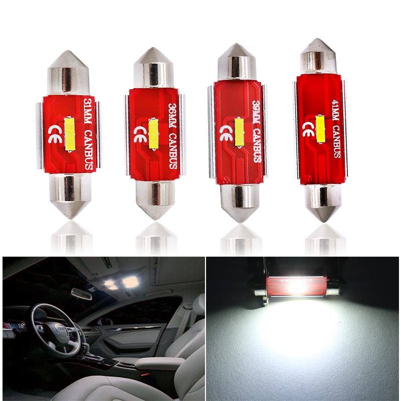 1Pc Lampu LED Interior Mobil T10 Festoon &amp; 31mm 41mm Indoor 1860