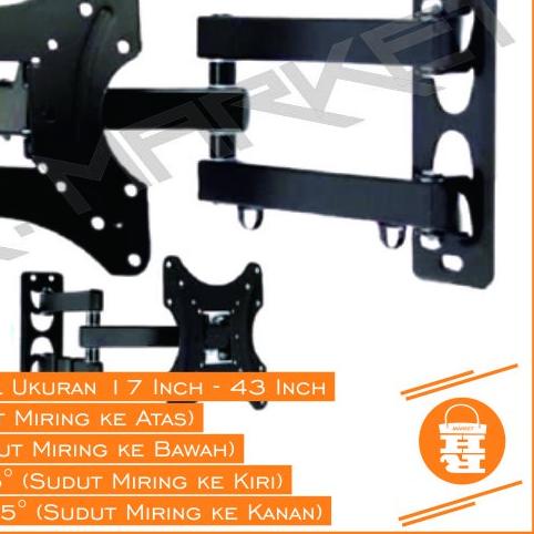 ✲ Bracket/Braket/Breket TV 32 40 42 43 29 24 21 Inch Led Lcd 17 - 43 Inci Bisa Nunduk Dangak Akari A