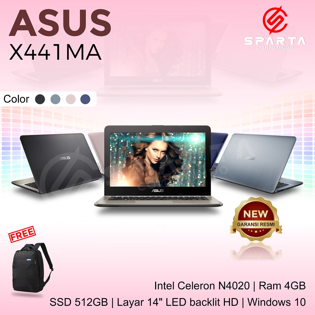 Asus X441MA Celeron N4020 RAM 4GB SSD 512GB 14inch Win 10