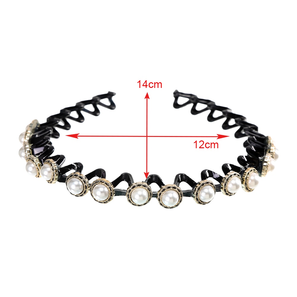 Korean Plastic Pearl Rhinestone Headband Fashion Retro Hairband for Women Hair Accessories