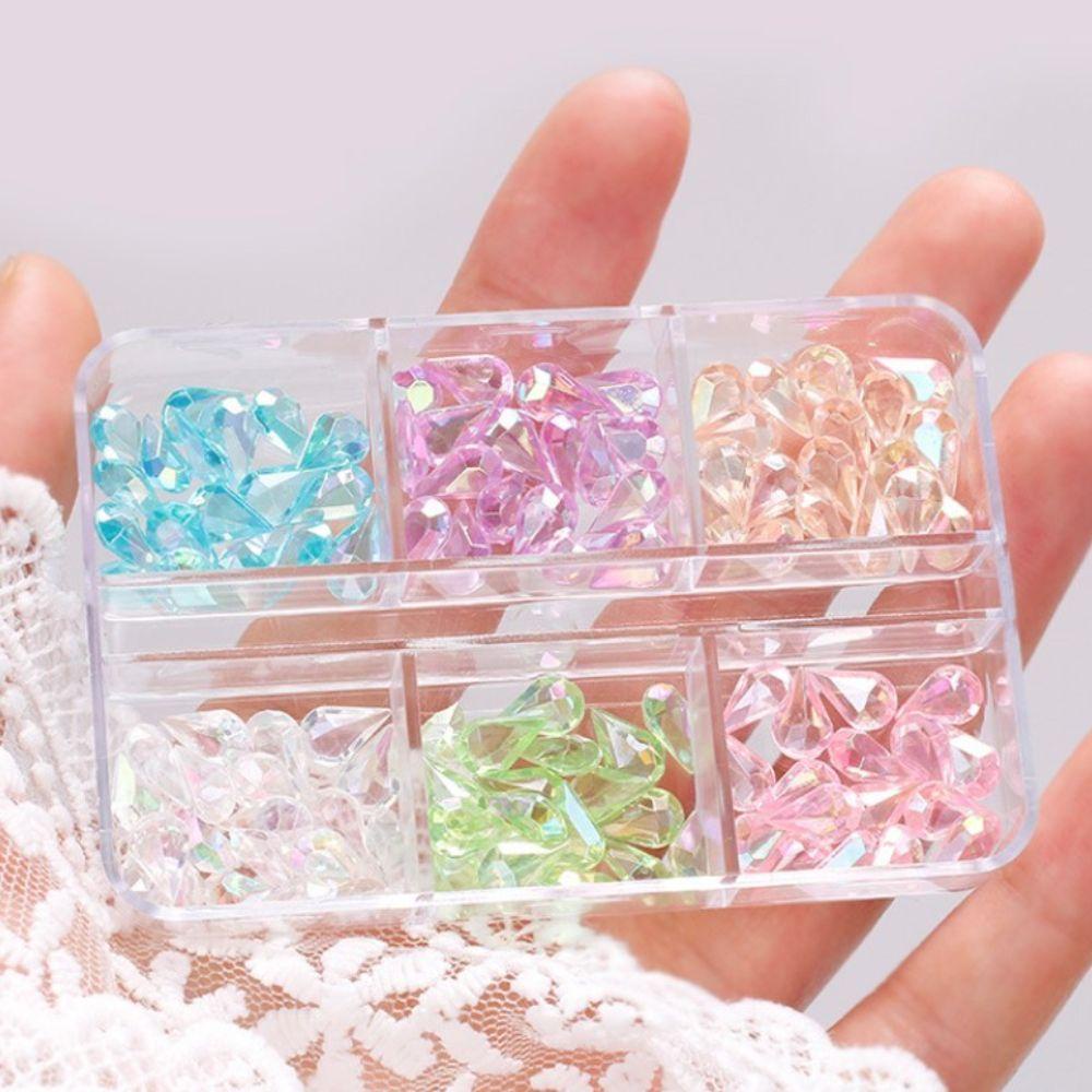 Agustinina Nail Art Charms Aurora Resin Cinta Hati Kuku Salon Manicure Aksesoris Waterdrip 3D Dekorasi Kuku