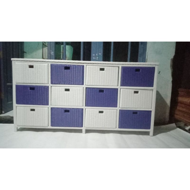 lemari laci rotan sintetis 12 laci