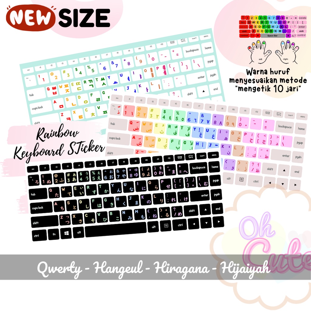 Jual Rainbow Keyboard Sticker Models For Windows Vynil Laminated Oh