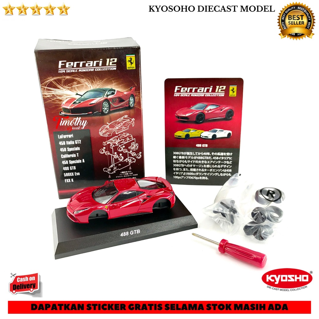 Kyosho Diecast Model Collection Ferrari 488 GTB Merah Timothy Diecast