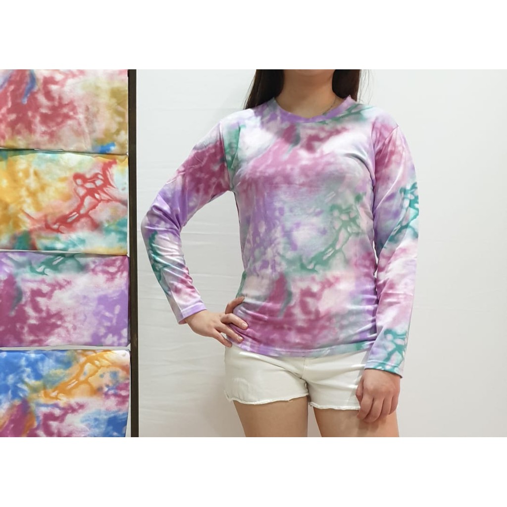 baju lengan panjang wanita / baju tie dye wanita kekinian / kaos tie dye lengan panjang