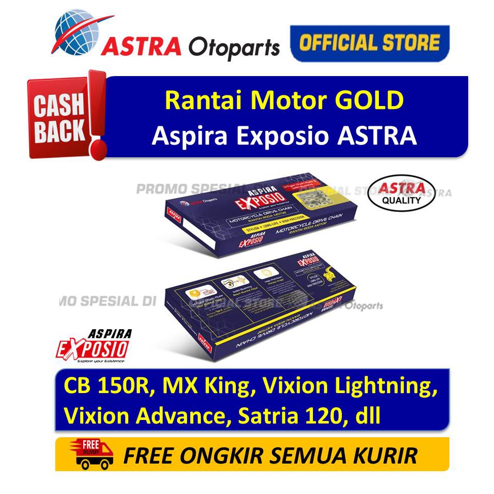 Rantai Motor Gold ASPIRA EXPOSIO CB 150R, MX KING, VIXION LIGHTNING & ADVANCE, dll