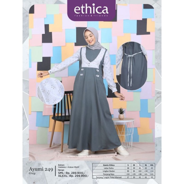 AYUMI 249 GREY & BLUE GAMIS ETHICA TERBARU ORIGINAL BRAND ETHICA FASHION