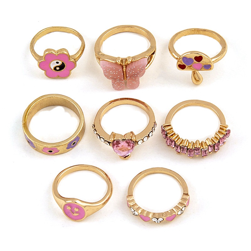 Fancyqube Set Cincin Knuckle Kristal Gaya Vintage Boho Untuk Wanita