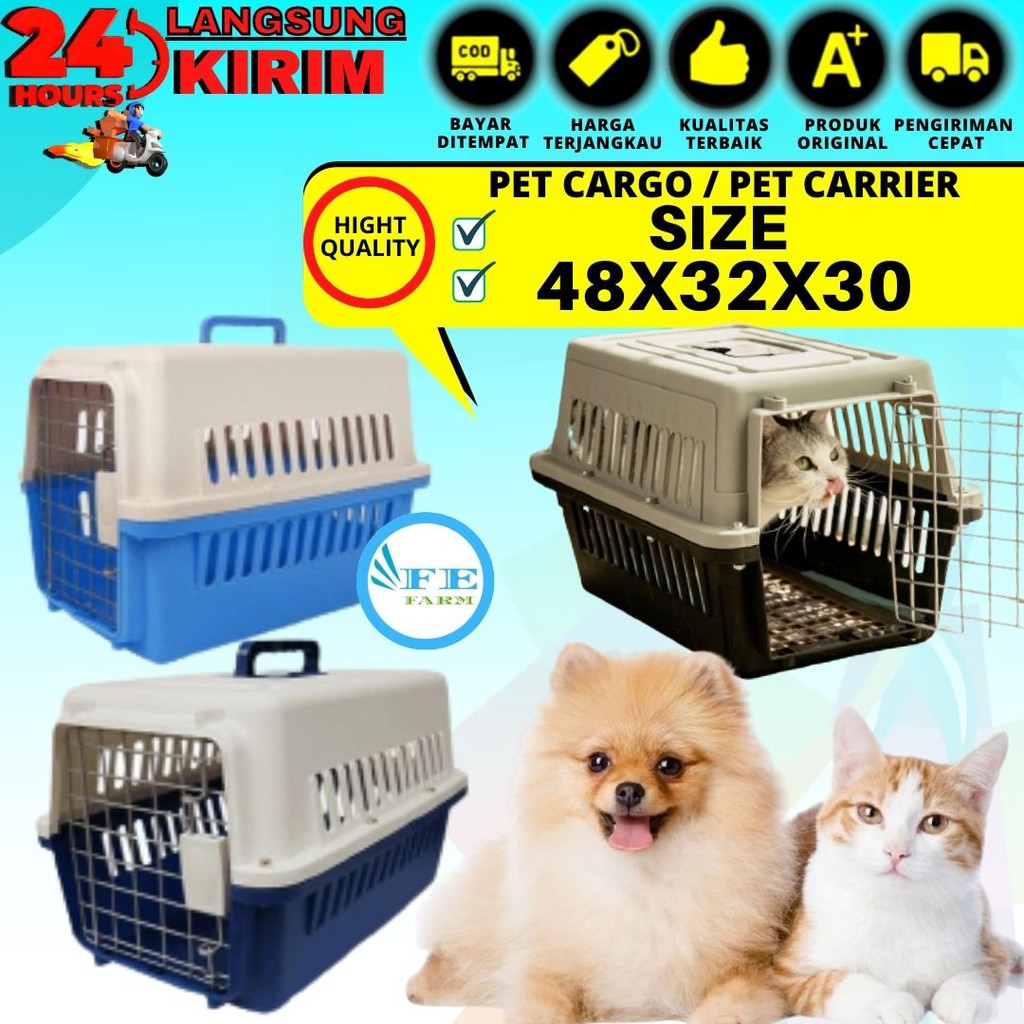 Kandang Kucing Pet cargo Tas travel hewan Pet carrier Pintu Besi ukuran medium voyager pet carrier anjing kelinci COD FEFARM