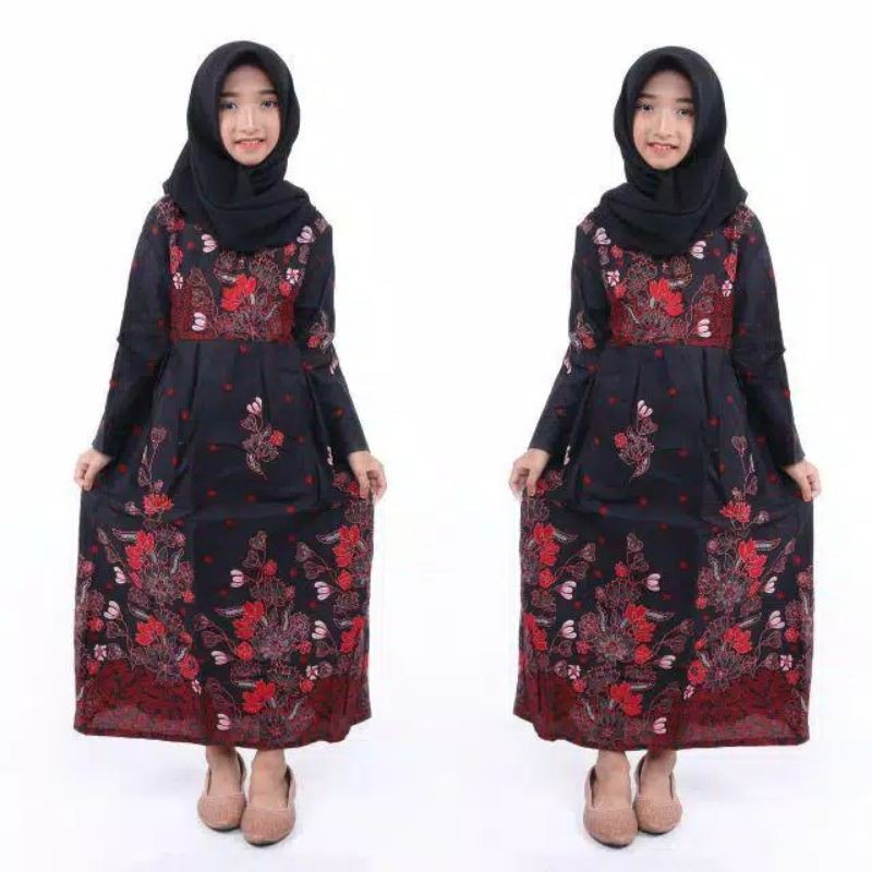 BISA PISAH Batik Couple Keluarga Sania ruffle ori ndoro jowi TERMURAH sakura merah-gamis anak