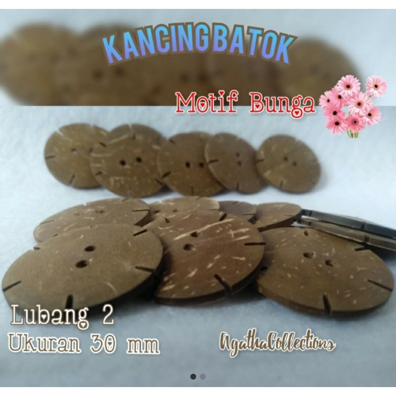 KANCING BATOK/KANCING HIAS MOTIF BUNGA BESAR LUBANG DUA