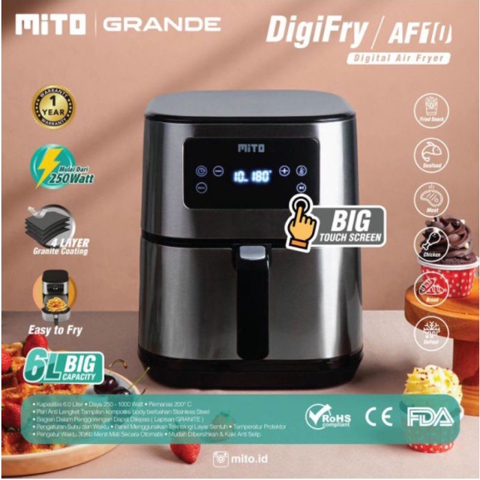 MITO Digital Air Fryer Grande DigiFry AF10 Kapasitas 6 Liter / AF 10