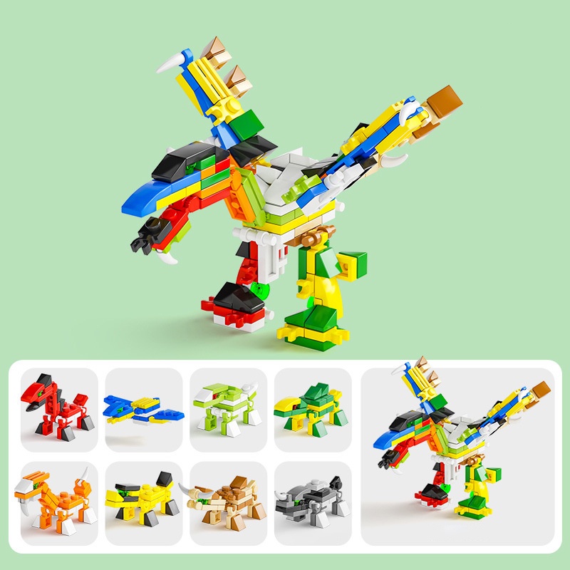 (COD) 8IN1 Mainan Balok Dinosaurus Mainan Anak Edukasi DIY 3D Puzzle Brick Mini