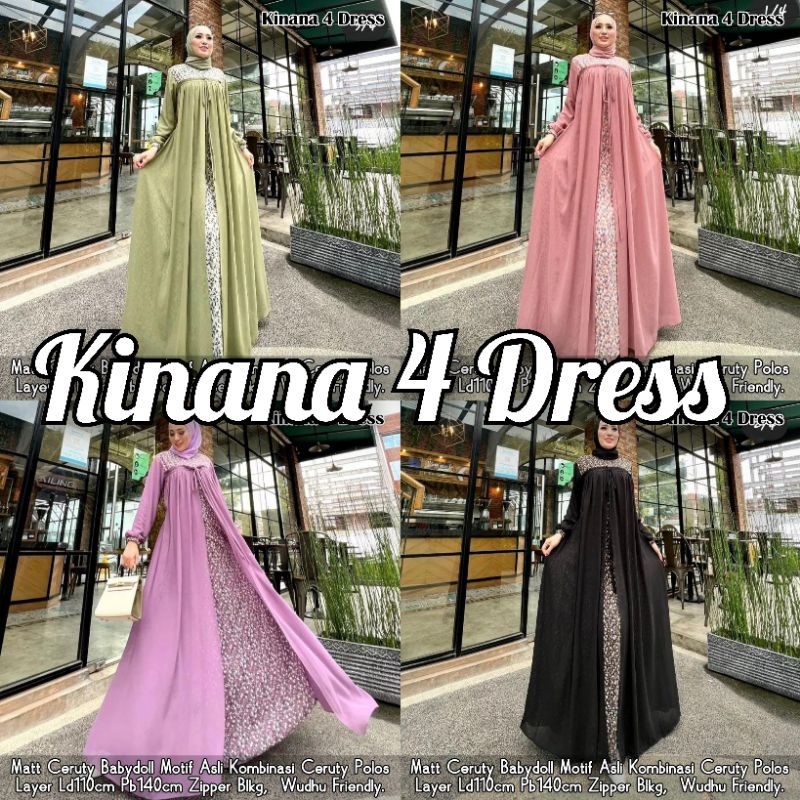 Cod Kinana 4 dress/gamis motif/dress pesta/gamis lebaran/gamis kondangan/gamis murah/pakaian wanita/