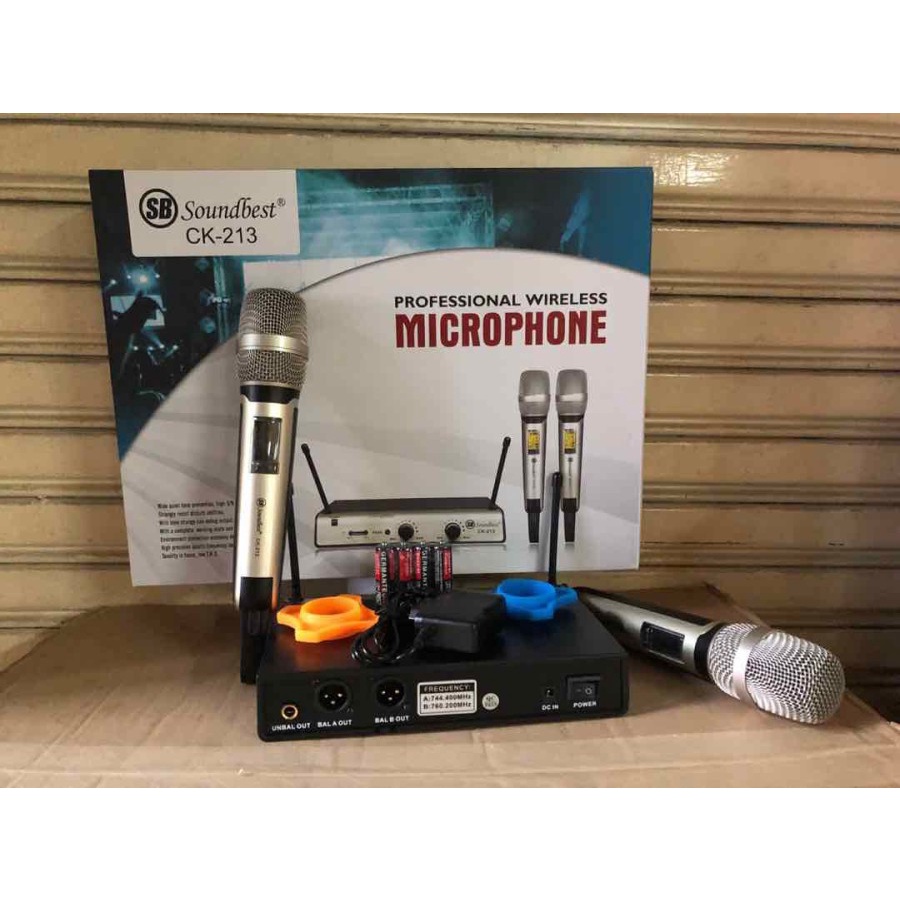 Mic wireless UHF 2 MIC BERKUALITAS PREMIUM soundbest ck 213 ORIGINAL