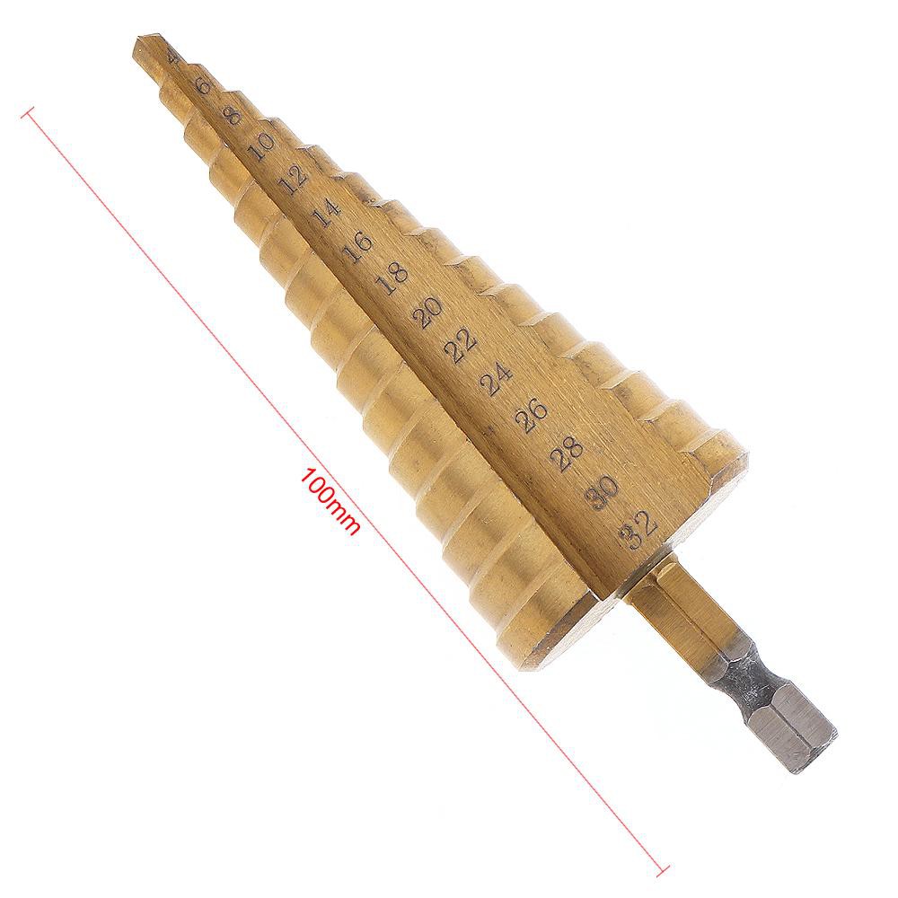 Mata Bor Pagoda HSS Tangga Besi Shank Metal 15 Steps Spiral Drill Bits 4-32mm