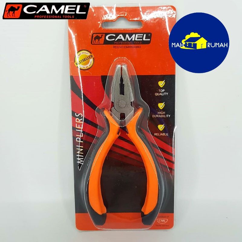 (@1pcs) Tang Mini 4.5&quot; 4,5&quot; inch Kombinasi Lancip Potong Knip Karet - CAMEL