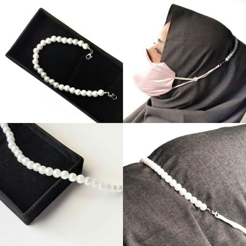 Konektor Masker Mutiara Putih Hijab