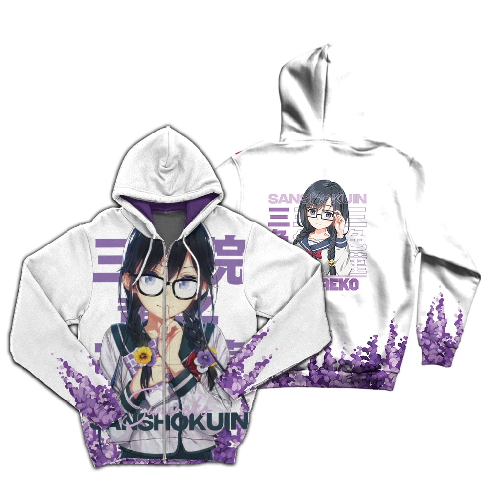 Hoodie Zipper Anime Sanshokuin Sumireko, Animophilia