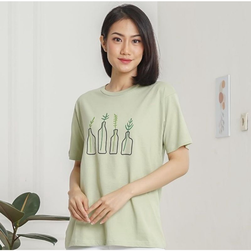 KAOS KATUN ADEM LENGAN PENDEK SAGE GREEN