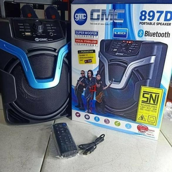 Speaker Bluetooth GMC 897D+Mic Kabel 6 inch Portable SNI Karaoke Multifungsi