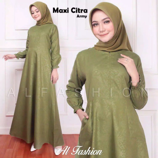 ABA agen baju HOMEDRESS muslim GAMIS wanita POLOS CITRA EMBOS ( DAPAT GAMIS AJA )-CITRA ARMY