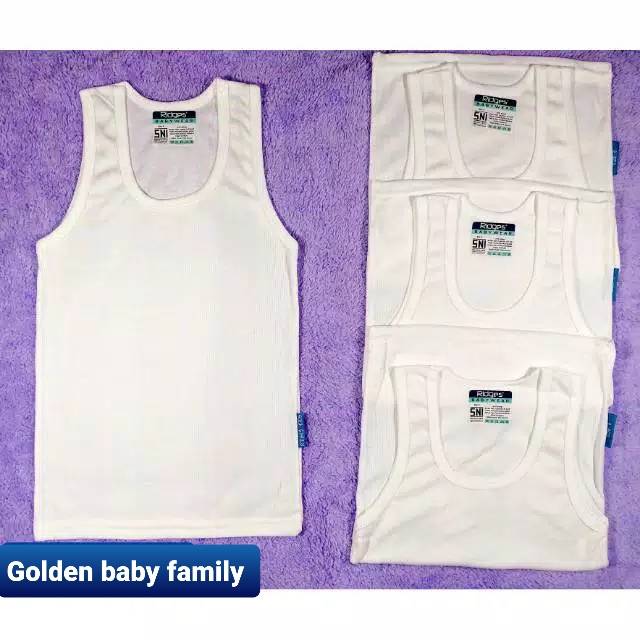 3 Pcs RIDGES Singlet Dalam Salur Putih  Besar S-XL TK-SD