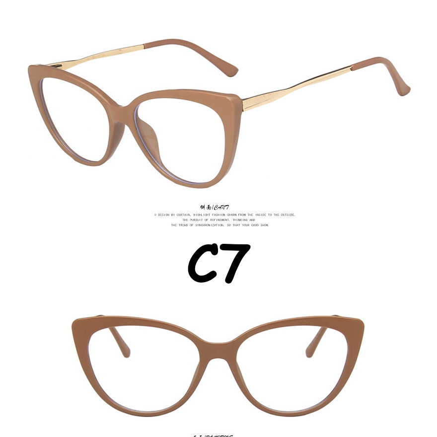 【Replaceable lenses】COD (AIMURUSI) Desain Merek Barat Retro Cat Eye Kacamata Bingkai Wanita/kacamata anti cahaya biru / sinar-C7