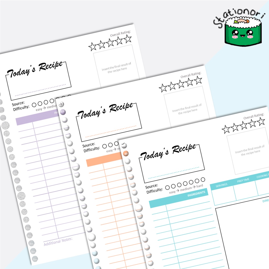 

Today’s Recipe / Recipe Planner (Isi Binder Planner B5 & A5) by Stationori