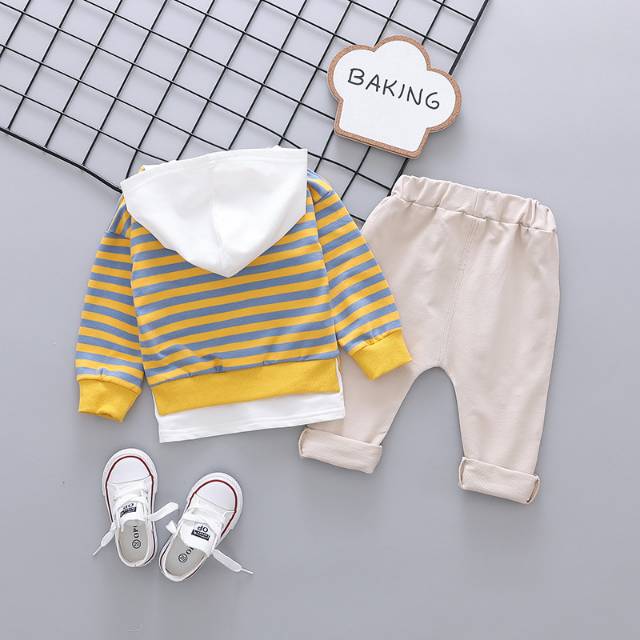 SSL1-Setelan Set Anak Laki Sweater Garis SupKing