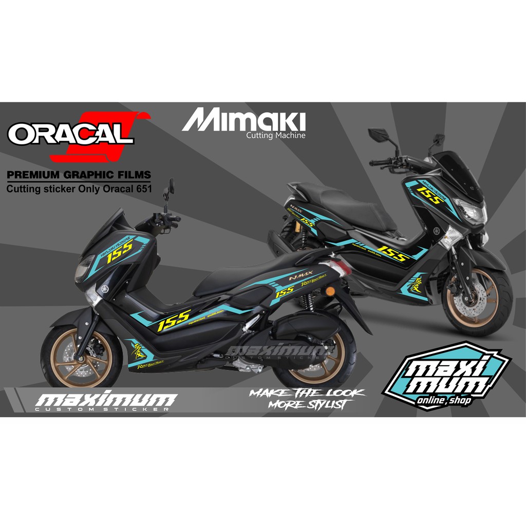 CUTTING STICKER NMAX - STRIPING STIKER ORACAL BIRU DAN HIJAU TOSCA